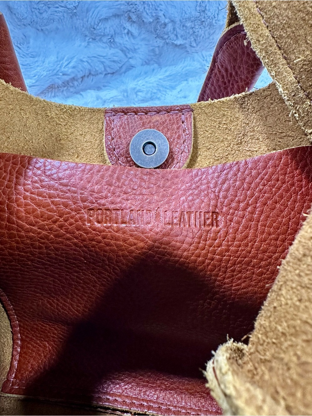 Portland Leather Rustic Red-Brown Pebbled Leather Tote